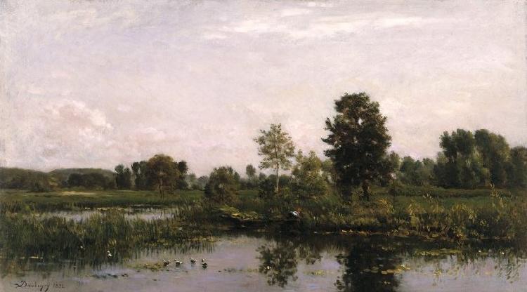 Charles-Francois Daubigny A Bend in the River Oise France oil painting art